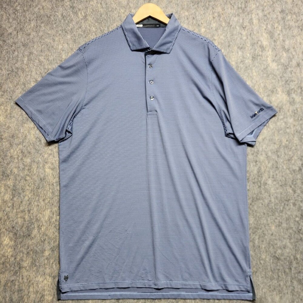 Greyson Polo Shirt Men's XXL 2XL ISLEWORTH Golf Striped Blue Performance Stretch
